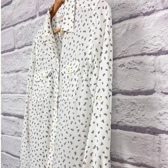 Loft Womens S Minimalist Career Artsy Novelty Preppy Whimsical Eyelash Blouse - Picture 6 of 12